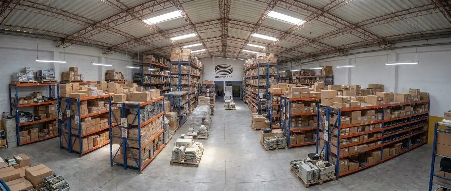 Bodega de repuestos de Amerinode con inventario organizado en estanterías