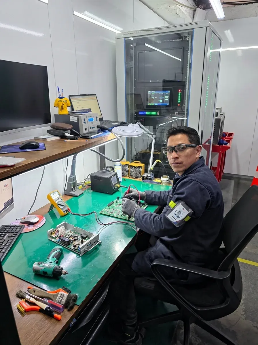 Ingeniero de Amerinode trabajando en el laboratorio técnico